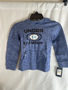 Under Arnour Boys Fleece Football Hoodie Blue Size 7 NWT - Picture 1 of 9
