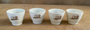 Ichiban Sake cups Set of 4 Logo tree Japanese Shot glass lot white ceramic - Picture 1 of 4