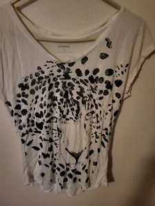 Womens Express S Top Leopard Shine Cap Sleeve 27 L 22 Across Front Chest Pit To - Picture 1 of 24