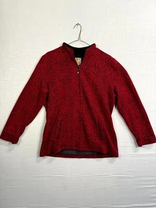 JM Collection Jacket Womens Large Red Animal Print Long Sleeve Pockets Full Zip - Picture 1 of 11