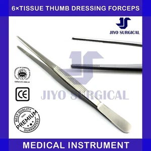 Premium 6×Gewebe Daumenverband Pinzette 14cm Chirurgische Qualität Edelstahl Werkzeug - Bild 1 von 7