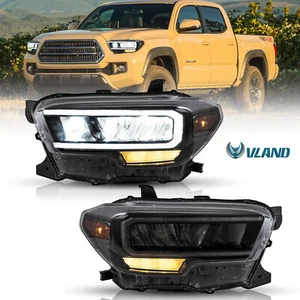 Pair Full LED & DRL Reflector Headlights For 2016-2023 Toyota Tacoma Front Lamps - Picture 1 of 9