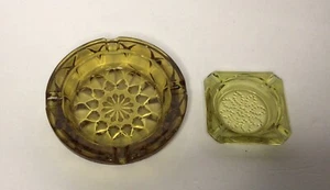 Vintage Amber Glass Ashtrays. Lot Of 2. (1) 6” Diameter (2) 3” - Picture 1 of 1