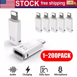 USB Type C Female to iOS Male Adapter For iPhone 14/13/12/11/XR/XS/SE 3 lot - Picture 1 of 14