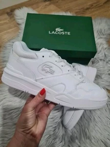 Lacoste Mens White Leather Trainers Size 7.5UK Brand New - Picture 1 of 8