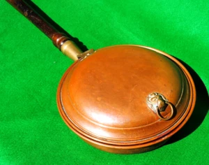 Large Vintage Collectable COPPER & BRASS BED WARMING PAN with LION HEAD Handle - Picture 1 of 20