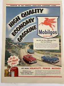 Mobilgas Anuncio Impreso Vintage 8" x 11" Rojo Azul Coche Caballo Volador Bomba de Gas - Imagen 1 de 1