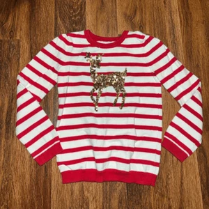 Crown & Ivy Candy Cane Red Striped Reindeer Christmas Sweater Size 5 NWOT - Picture 1 of 4