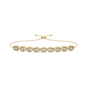 Pulsera Bolo de Diamante Redondo de Oro Amarillo 14k 0,15 quilates TDW Creada en Laboratorio - Imagen 1 de 2