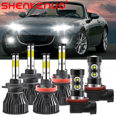 Combo faros LED luz antiniebla haz alto bajo 6000 k para Mazda MX-5 Miata 2006-2014 Foto 1 de 4