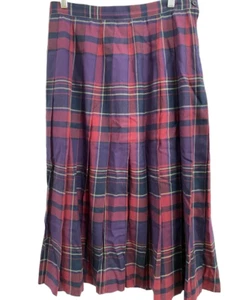 Talbots rot kariert Schottenkaro Plissee langer Maxirock 100 % Wolle Damengröße 12 - Bild 1 von 4