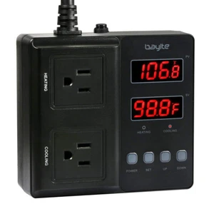 110V Pre-Wired Digital Temperature Controller Thermostat 2 Relays Outlet Switch - Picture 1 of 13