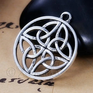 Celtic Knot 28mm Antiqued Silver Plated Charm Pendants C9215 - 2, 5 Or 10PCs - Picture 1 of 3