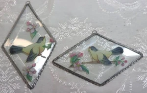 Suncatcher, bezel glass, sparrow, Set of two - Picture 1 of 9