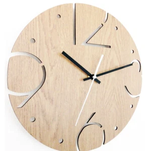 40cm 16" Wood Large Number Quartz Silent Wall Clock Unique Modern Round Decor - Picture 1 of 1