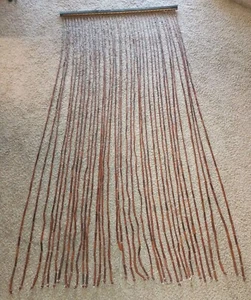 Vintage 1970s Wooden Hanging Beaded Door Frame Curtain  Wood Hippie 77"X35.5" - Picture 1 of 7