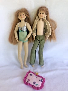 Lot of 2 Vtg Only Hearts Club Soft Body Posable 9" Dolls, Clothing and Pillow - Picture 1 of 10