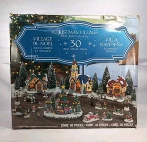 30 Teile Weihnachtsdorf mit Lichtern und Musikdorf de Noel komplett mit Karton - Bild 1 von 4