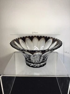 Vaso a conchiglia in vetro cristallo marrone molato a mano WMF del 1950 Ø circa 21 cm - Foto 1 di 12