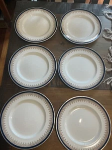 Vintage 1930’s Elegant MYOTT England Dinner plates cobalt blue, gold cream - Picture 1 of 6
