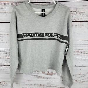 Bebe Light Gray Sleepwear Logo Pajama Top Size Medium NWT