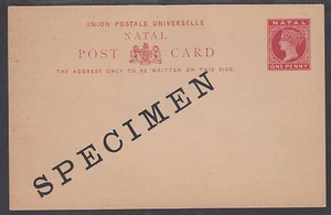 Natal H&G 7 mint 1893 1p QV SPECIMEN Postal Card, VF - Picture 1 of 1