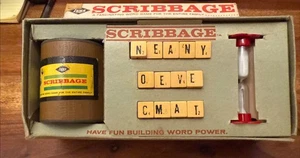 Vintage 1963 Lowe Scribbage Word Game For The Whole Family Complete - Picture 1 of 9