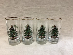 Spode Christmas Tree - 6” Tumbler Drinking Glasses - Set of 4 - Vintage - Picture 1 of 4