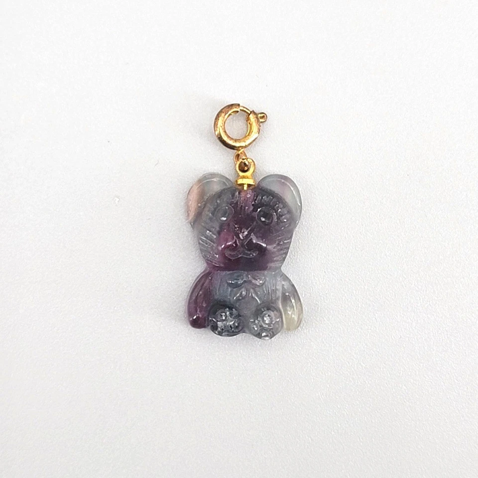 Dije de oso de fluorita tallado tono dorado fianza colgante piedras preciosas joyería Foto 1 de 1