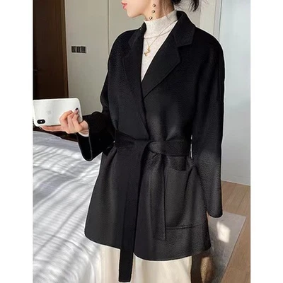 Chaqueta Abrigo Max Mara Mujer Cinturón Corto Doble Cara Lana Cachemira Foto 1 de 4