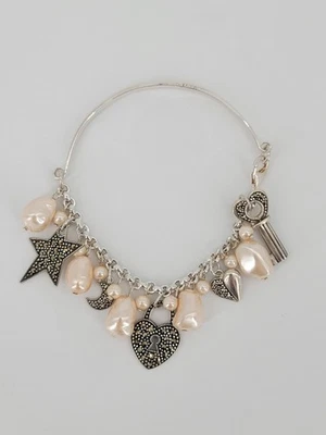 Bonito brazalete de plata esterlina 925 con marca de China con dije de cadena con marcasita Foto 1 de 4