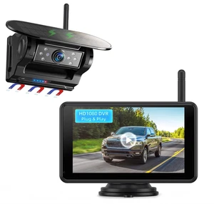 1-Min Install Magnetic Solar Wireless Backup Camera 5'' 1080P BSD - RV, Trailer - Picture 1 of 8