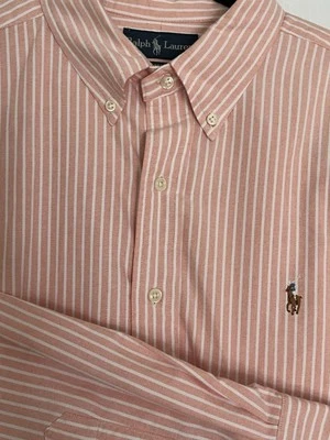 Camisa de vestir Ralph Lauren Oxford calce clásico para hombre XL melocotón rayas carne pony Foto 1 de 4