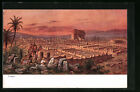 K&#252;nstler-AK Friedrich Perlberg: Timgad, Blick auf die Tempelruinen, Kamelreiter