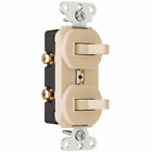 Legrand P&S Two Grounding Single-Pole Combination Switches Grounded Light Almond