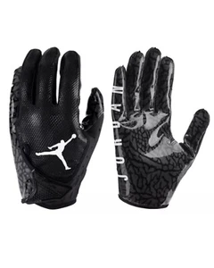 Nine Air Jordan Jet 7.0 Football Gloves Black Grey Print Adult Size L LARGE - Picture 1 of 5