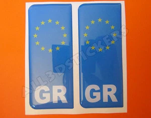 2x3D Pegatina Cúpula de resina Euro GRECIA Matrícula Coche Insignia Adhesivo Vinilo Calcomanía - Imagen 1 de 1