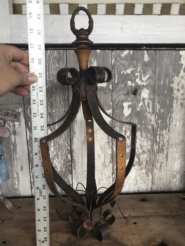 Stunning Antique Gas Light Porch Light Bracket Colorful Flower Designs Artistic Cover