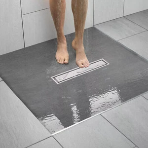Linear Shower Drain Square Panel Bathroom Floor Drain 304 Stainless Steel - Picture 1 of 6