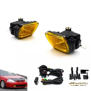 For 96-98 Honda Civic LED Fog Lights Front Bumper Lamps With LED Square Fog Lamp - Picture 1 of 9