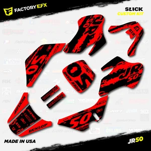 Black & Red Slick Camo Racing Graphics kit Fits 00-06 Kawasaki JR50 JR 50 - Picture 1 of 5