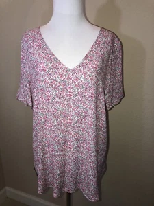 Nuovo senza etichette: Top donna H&M rosa floreale manica corta scollo a V - Taglia 6 - Foto 1 di 12