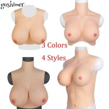 Silicone Crossdresser Breast Forms Breastplates Drag Queen Fake Boobs B-H Cup