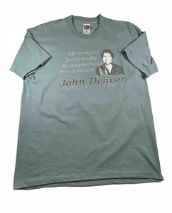 T-shirt vintage anni 90 John Denver XL Teal Tribute 1997 Folk Rock Country Memorial uomo - Foto 1 di 16