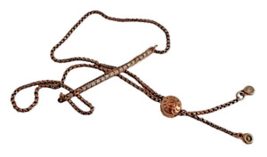 Henri Bendel Rose Gold Tone Rhinestones Adjustable Slide Bracelet Max 9 Inches