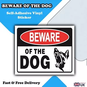Beware of the Dog Waterproof Vinyl Sticker - Guard Dog Sign - 110mm x 90mm - Picture 1 of 4