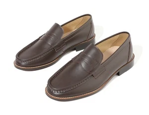 Firenze Atelier Men's Matte Brown Leather Moc Toe Penny Loafers Slip On Shoes - Picture 1 of 14