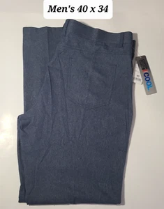 Haggar 32 Cool Stretch Preformance Men's Blue Tapered Leg Pants Size 40 x 34 NWT - Picture 1 of 7