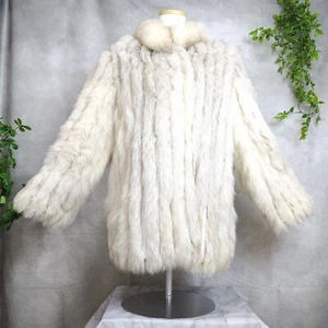【size:S】SAGAFOX Fur-coat Silver-Saga finest-fur white ms137 made in japan - Picture 1 of 12