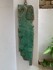 Wall hanging distressed old frame Wooden wall panel carved  animal statue
